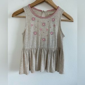 Copper Key girls tan beige floral sleeveless tank top medium